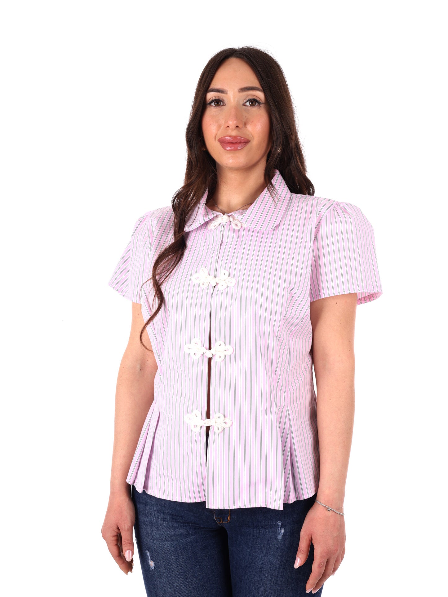Camicia rosa da donna Miss Love, elegante e versatile per primavera