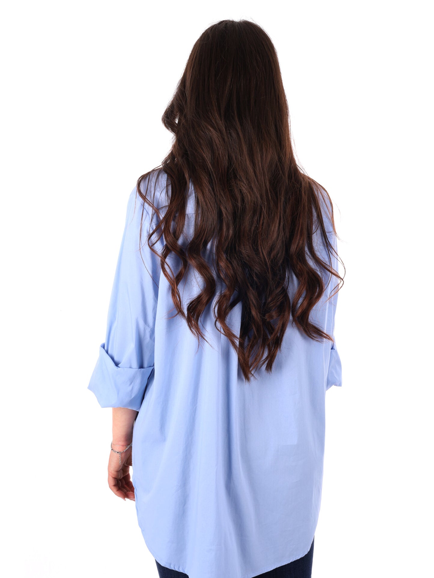 Camicia azzurra Miss Love da donna, stile casual e raffinato