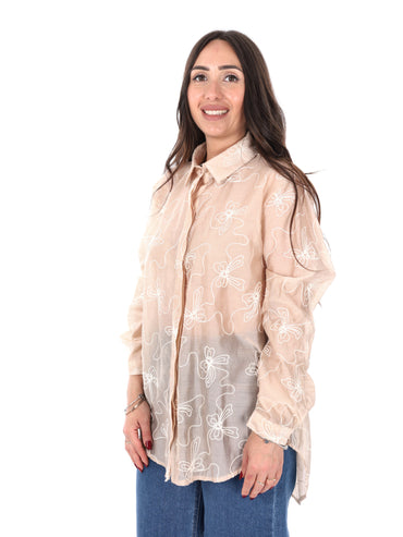 Camicia donna Miss Love in beige dal design contemporaneo