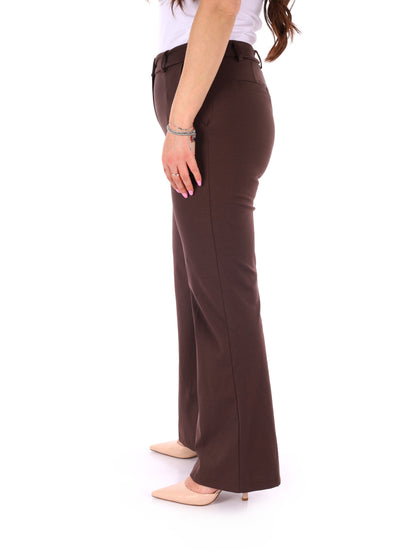 Pantalone elegante Miss Love marrone da donna, vestibilità regular