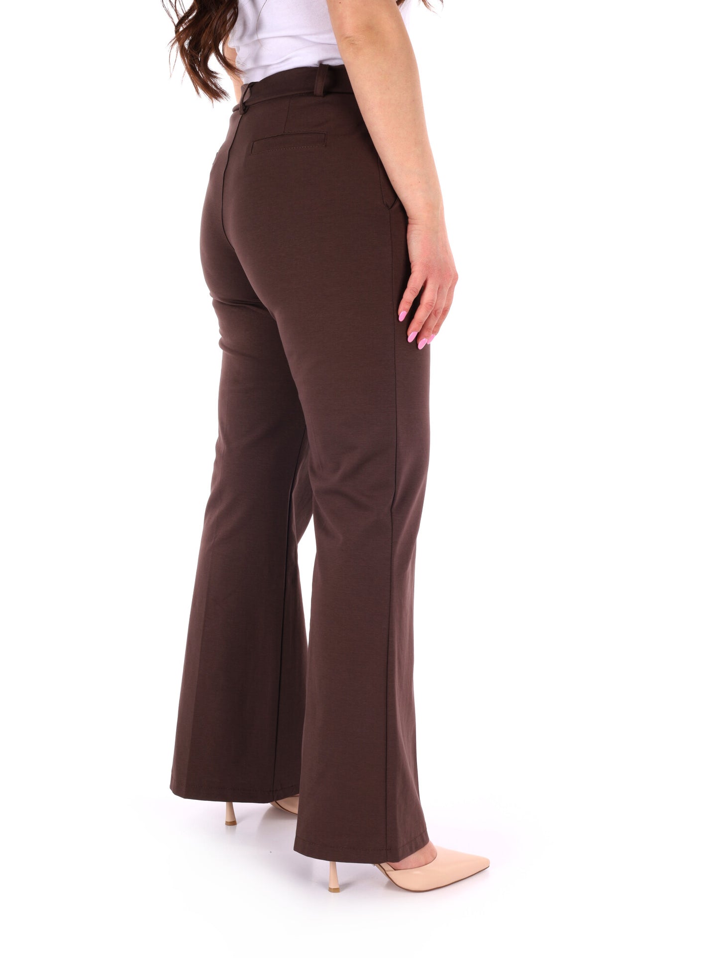 Pantalone elegante Miss Love marrone da donna, vestibilità regular