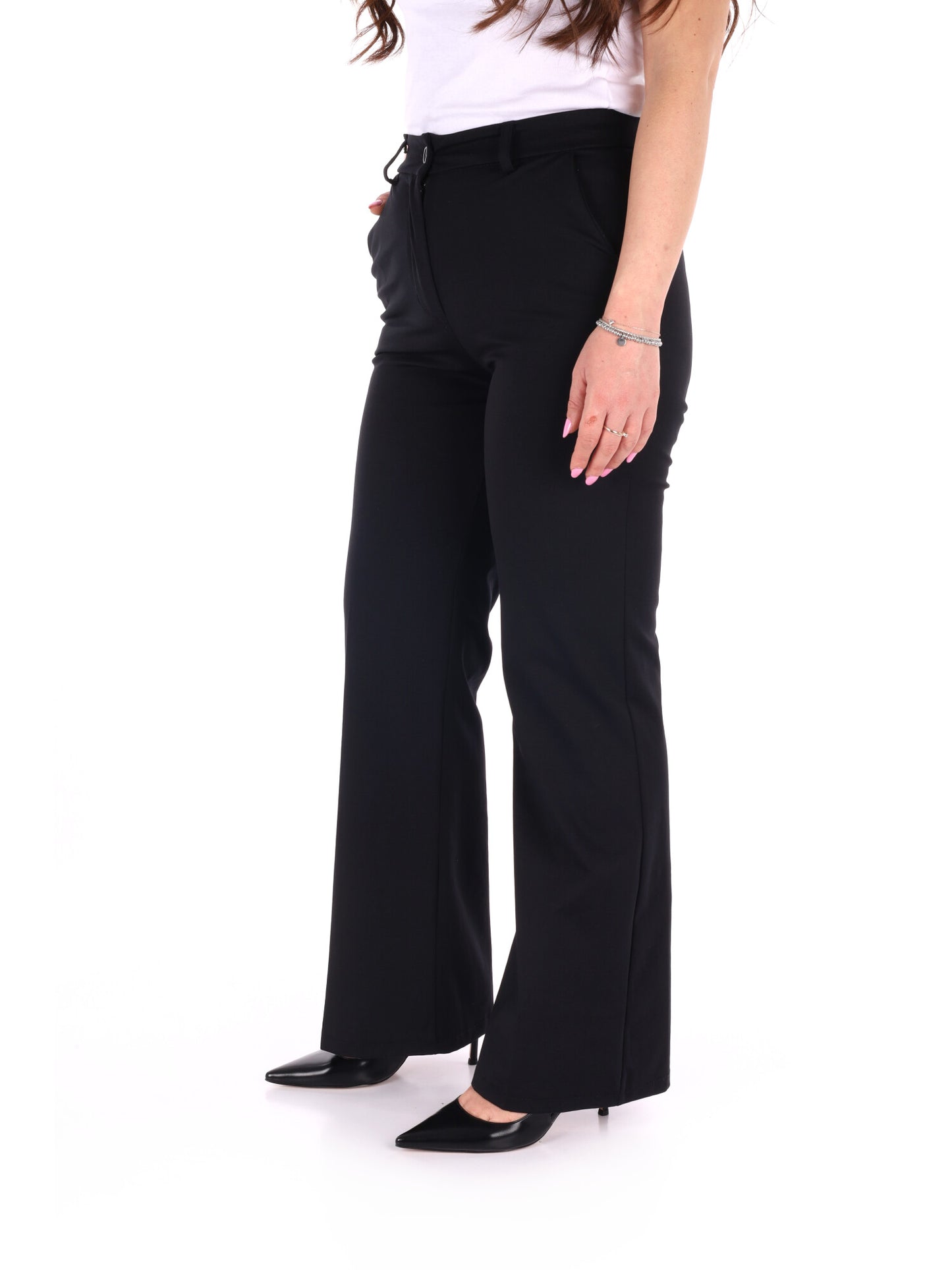 Pantaloni eleganti da donna Miss Love neri dalla vestibilità regular