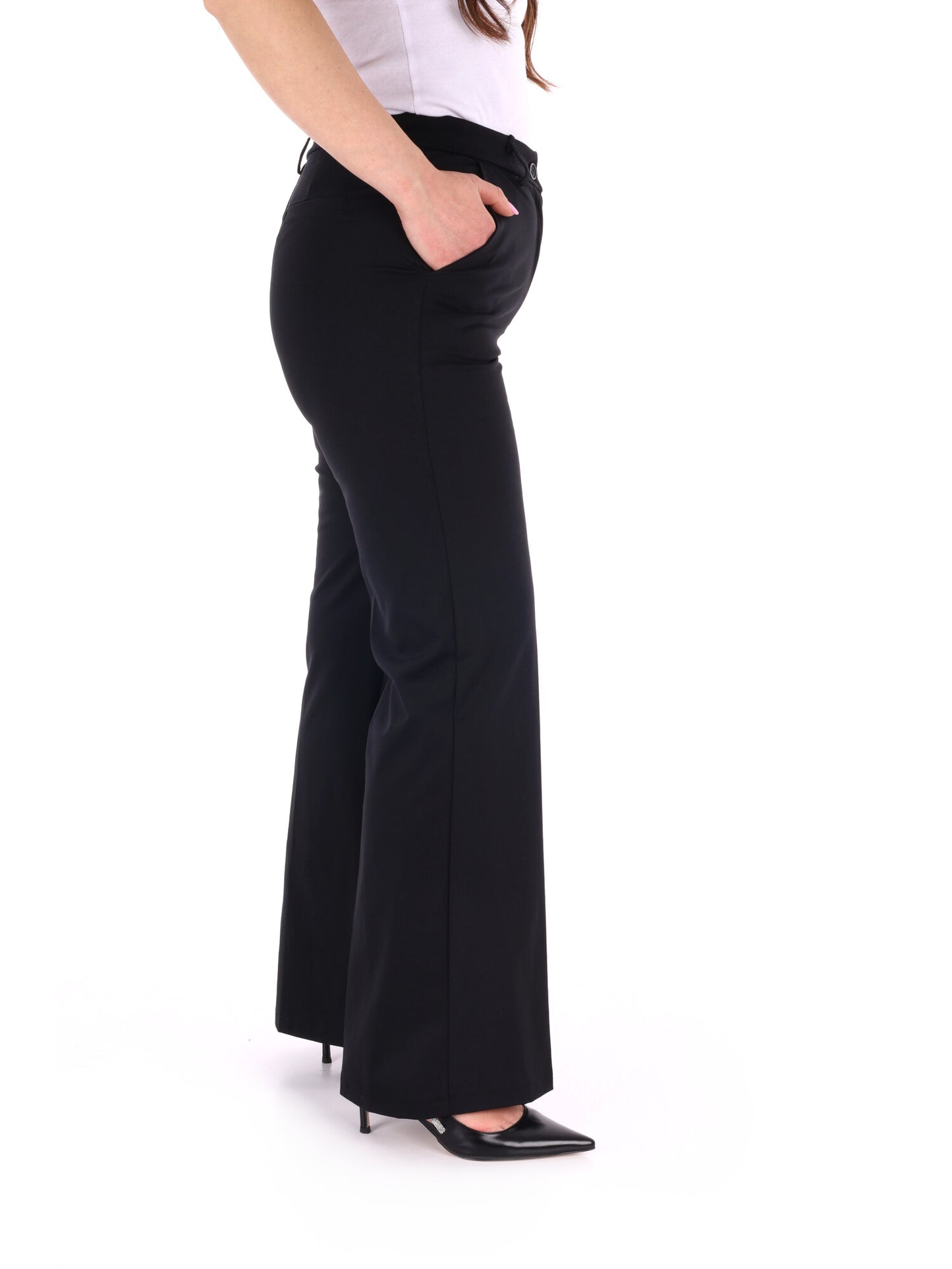 Pantaloni eleganti da donna Miss Love neri dalla vestibilità regular