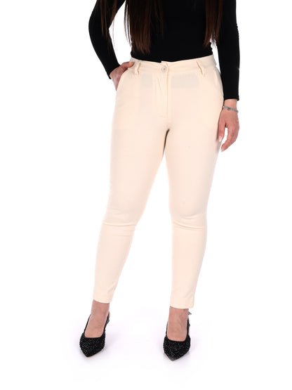 Pantalone donna Miss Love in elegante tonalità crema