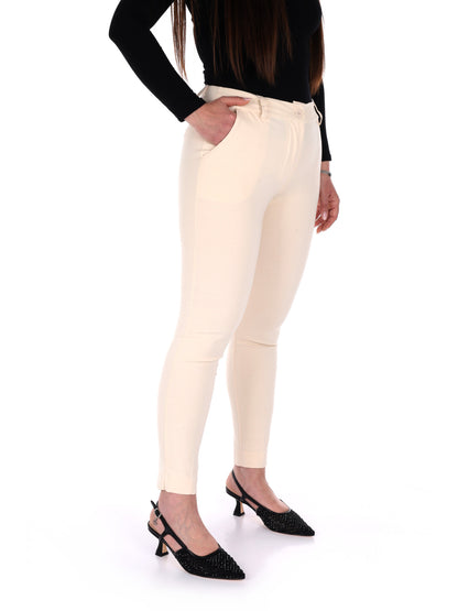 Pantalone donna Miss Love in elegante tonalità crema