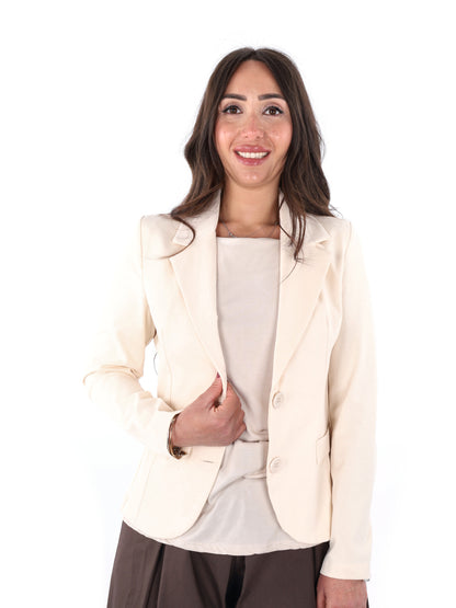 Miss Love giacca blazer donna color crema elegante per primavera