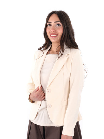 Miss Love giacca blazer donna color crema elegante per primavera