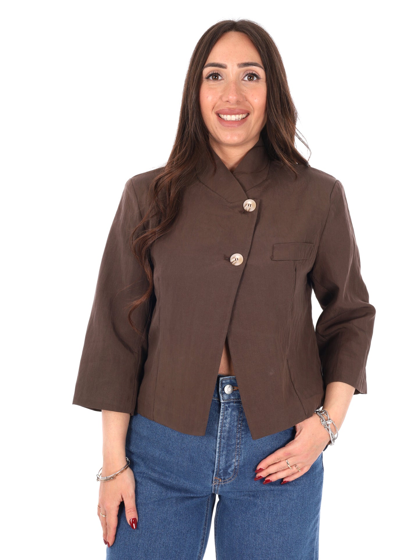 Miss Love giacca blazer donna marrone per primavera estate