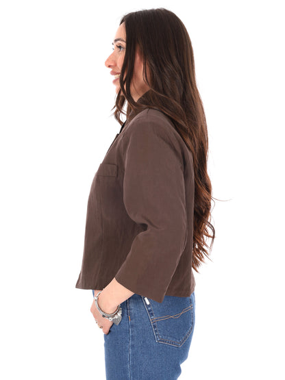 Miss Love giacca blazer donna marrone per primavera estate