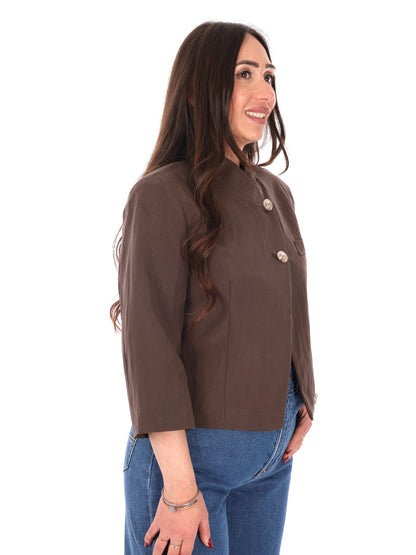 Miss Love giacca blazer donna marrone per primavera estate