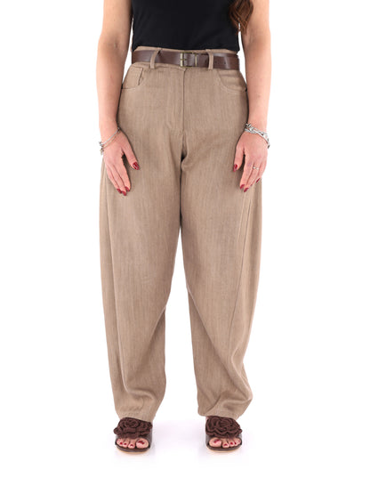 Miss Love Pantaloni donna in marrone per primavera-estate