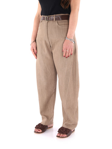 Pantaloni Miss Love donna in beige per primavera-estate