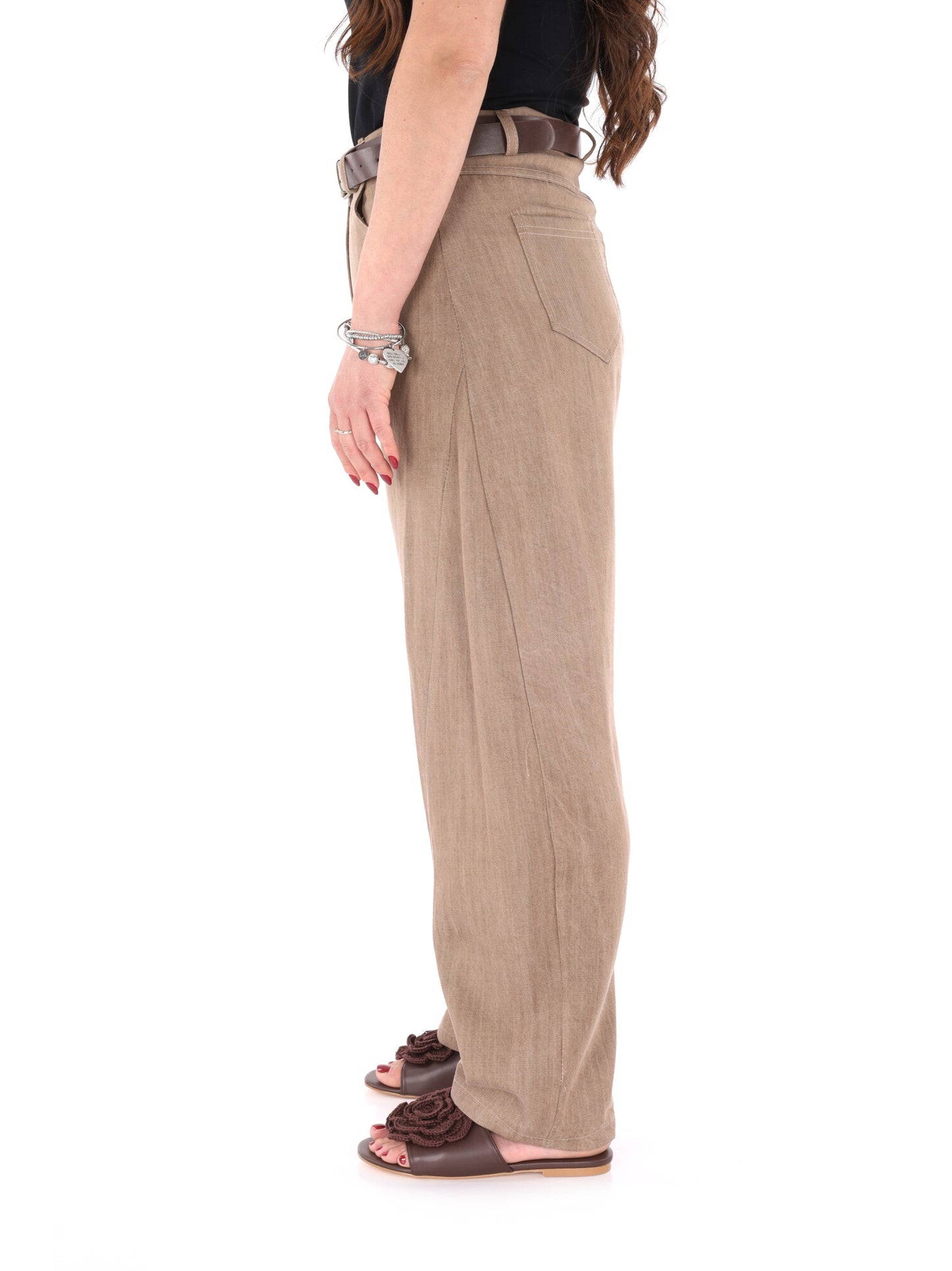 Miss Love Pantaloni donna in marrone per primavera-estate