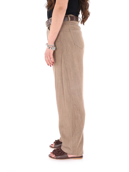 Miss Love Pantaloni donna in marrone per primavera-estate