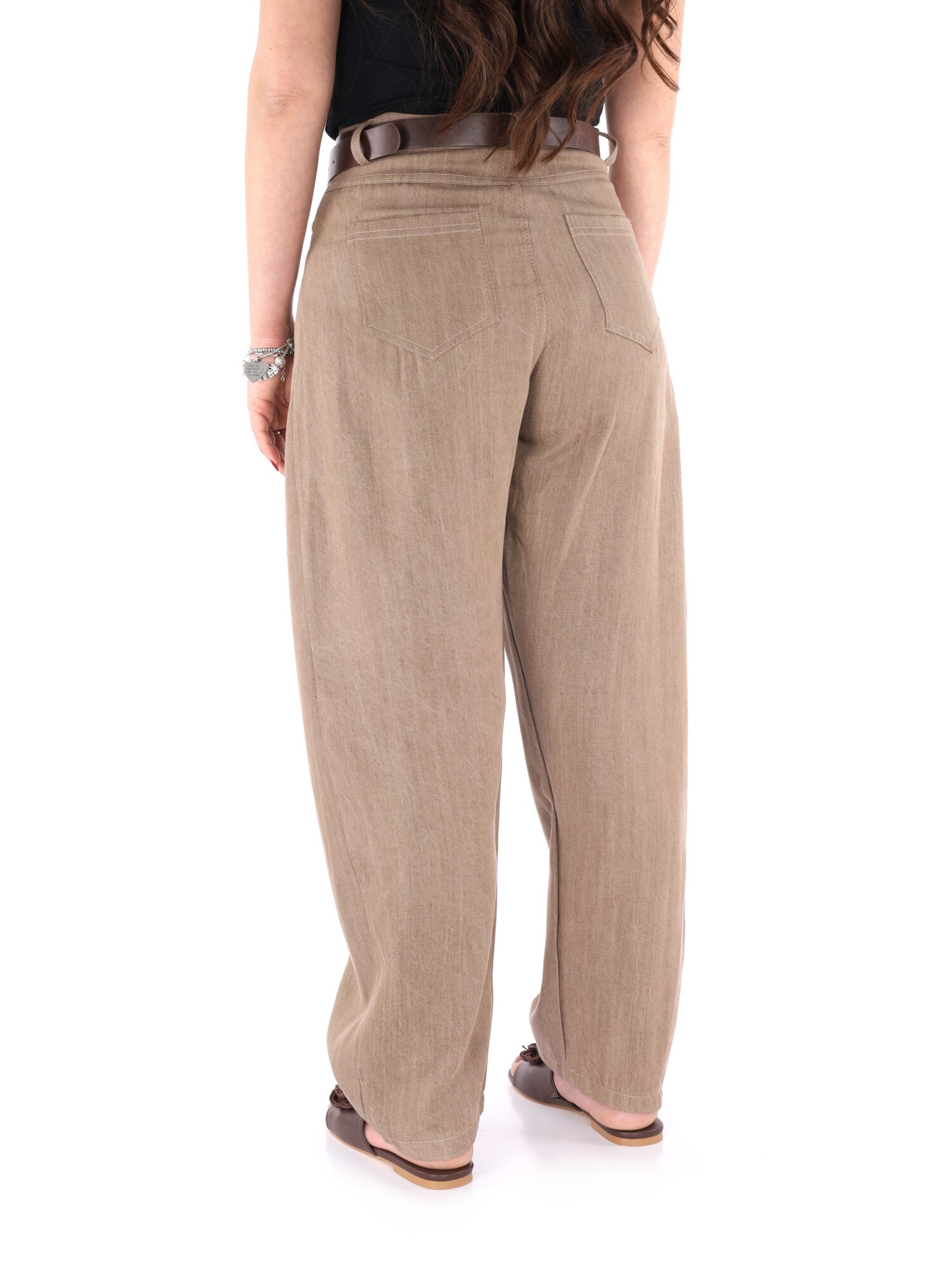 Miss Love Pantaloni donna in marrone per primavera-estate