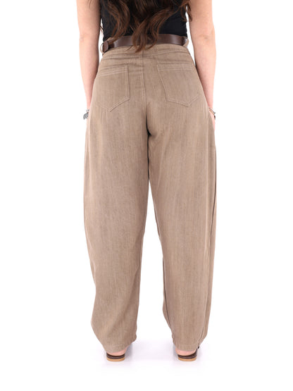 Miss Love Pantaloni donna in marrone per primavera-estate