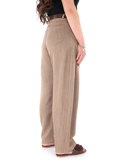 Miss Love Pantaloni donna in marrone per primavera-estate