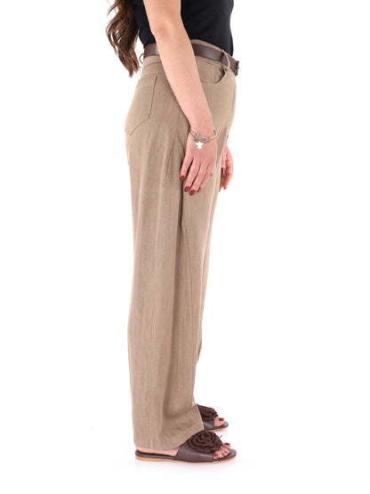 Miss Love Pantaloni donna in marrone per primavera-estate