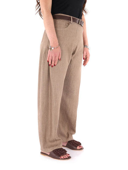Miss Love Pantaloni donna in marrone per primavera-estate