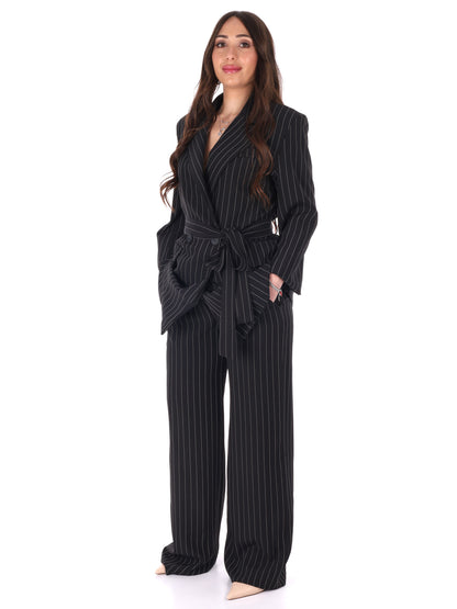Completo tailleur nero gessato Miss Love elegante da donna