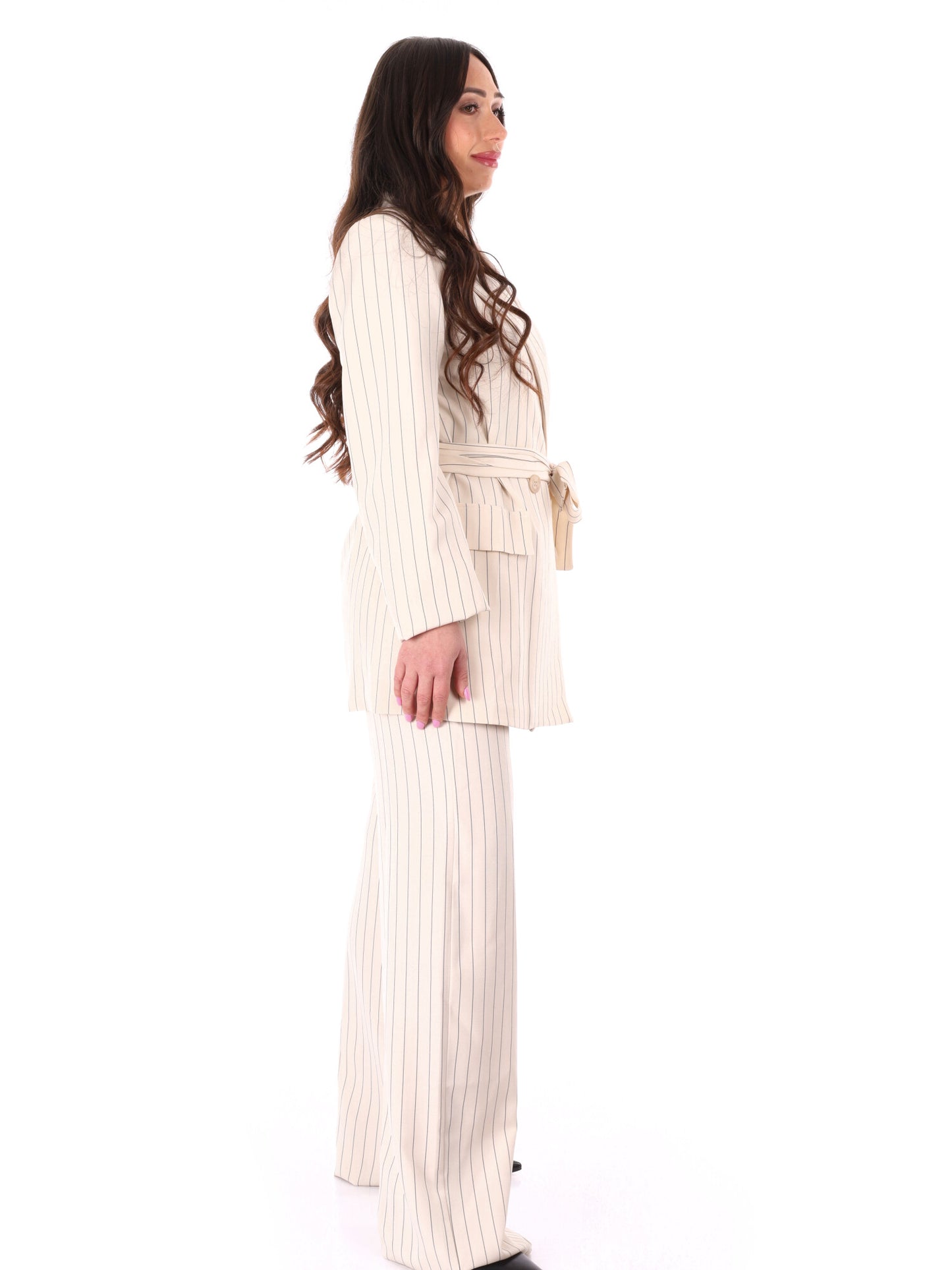 Completo tailleur panna gessato elegante da donna Miss Love