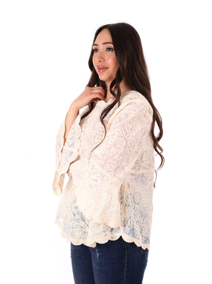 Blusa elegante Miss Love beige da donna per la primavera estate