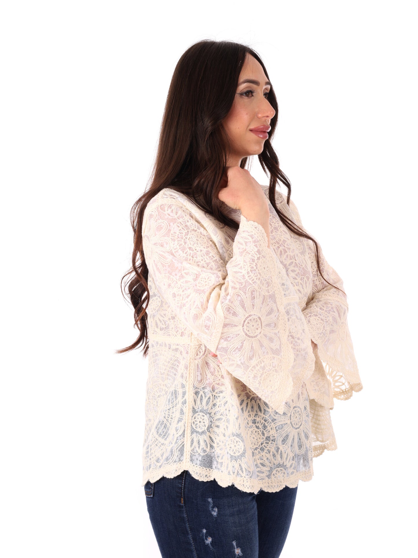 Blusa elegante Miss Love beige da donna per la primavera estate