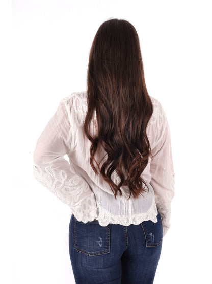 Miss Love blusa elegante crema da donna per primavera estate