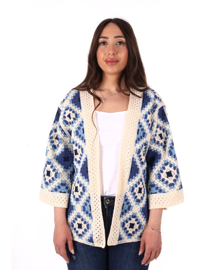 Miss Love cardigan donna azzurro per primavera estate casual