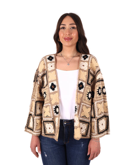 Cardigan donna Miss Love in tinta fango versatile e raffinato