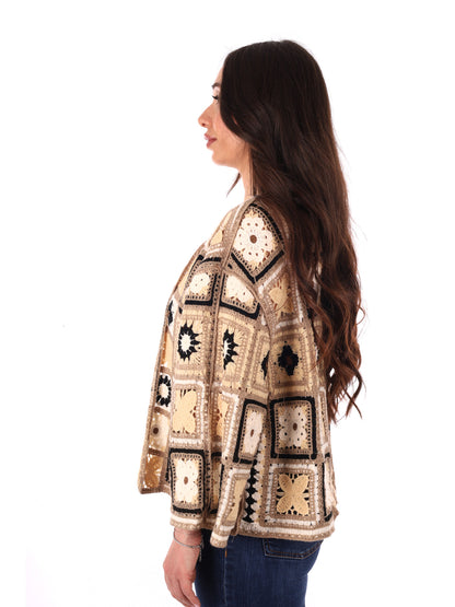Cardigan donna Miss Love in tinta fango versatile e raffinato
