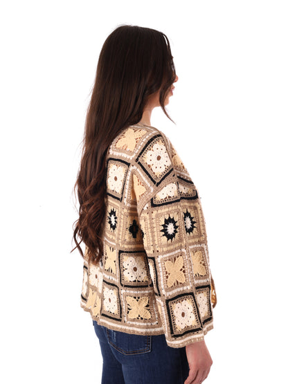Cardigan donna Miss Love in tinta fango versatile e raffinato