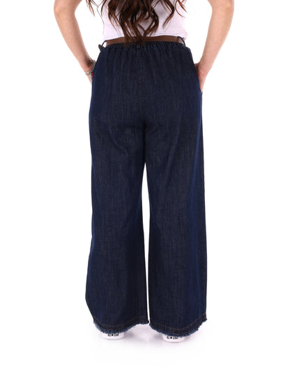 Jeans wide leg Miss Love da donna in denim con cintura