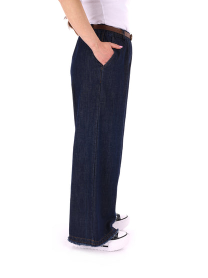 Jeans wide leg Miss Love da donna in denim con cintura