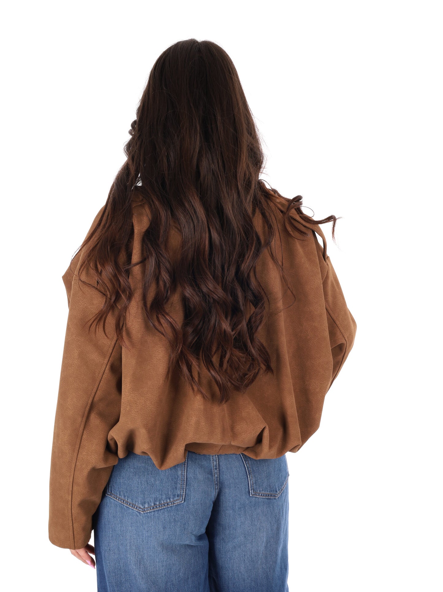 Giubbino cropped marrone Miss Love da donna con chiusura combinata