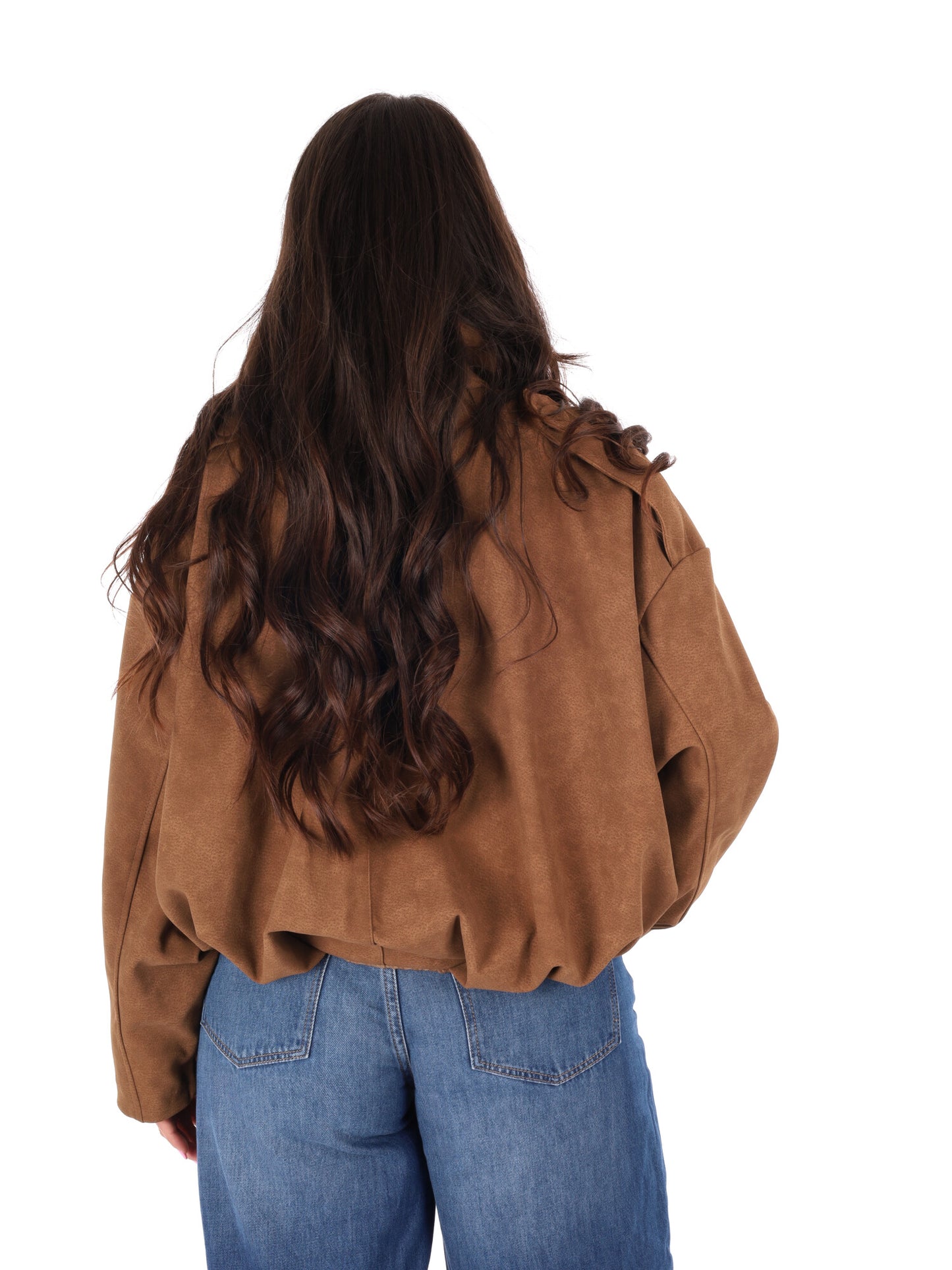 Giubbino cropped marrone Miss Love da donna con chiusura combinata