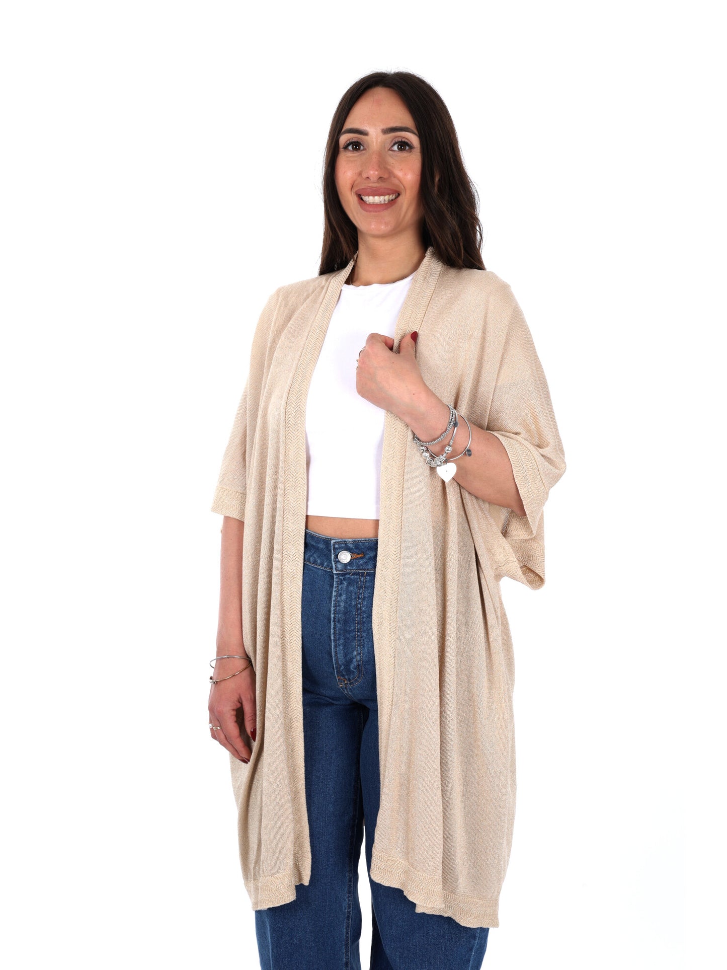 Cardigan elegante Miss Love da Donna color oro per primavera estate