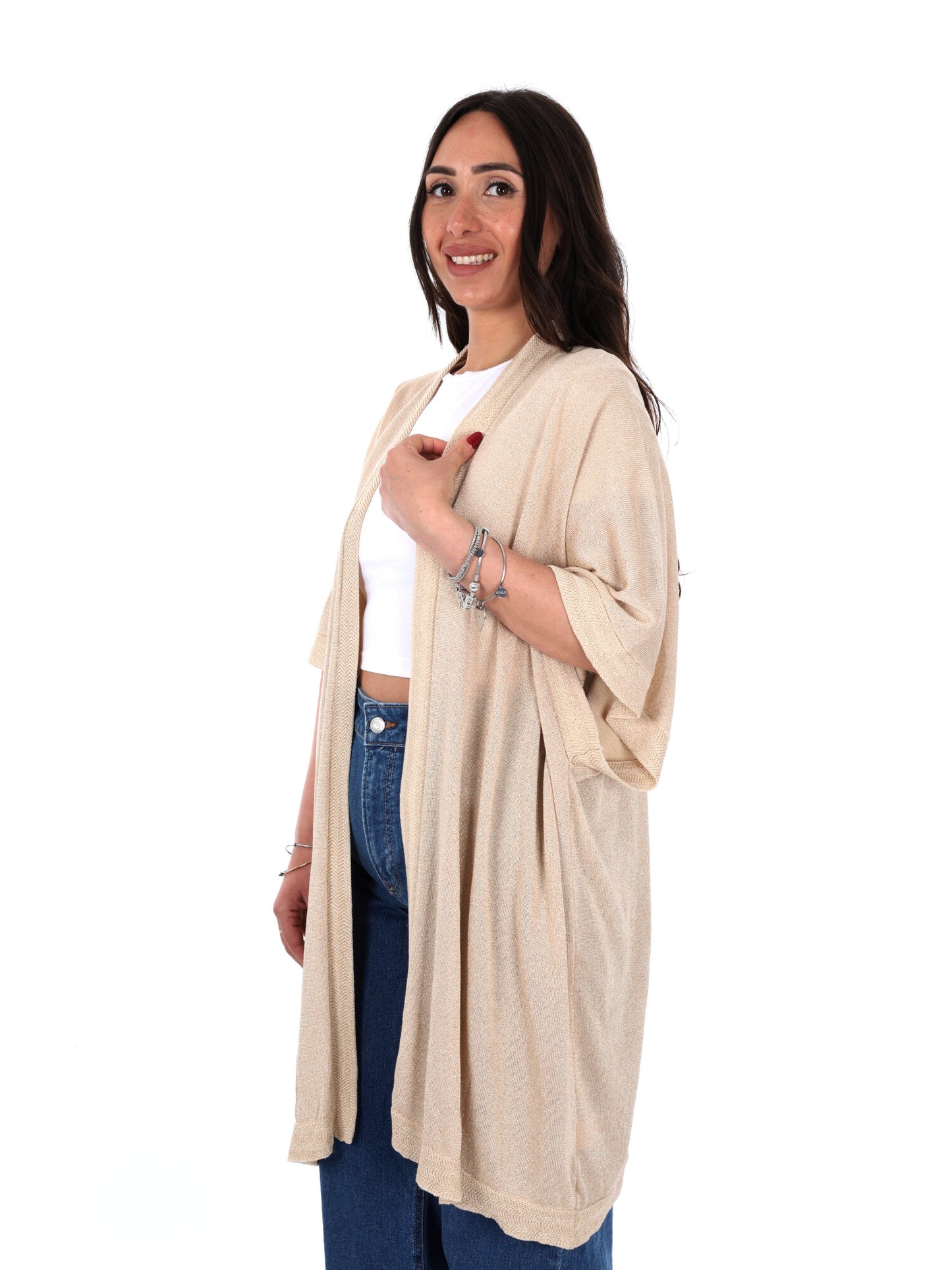 Cardigan elegante Miss Love da Donna color oro per primavera estate