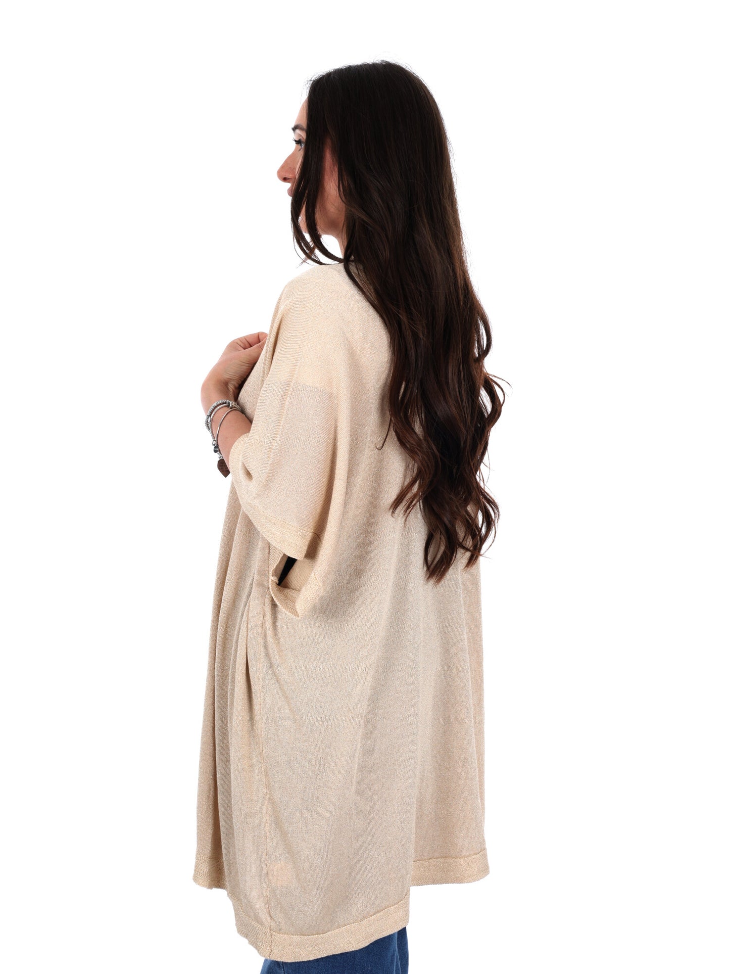 Cardigan elegante Miss Love da Donna color oro per primavera estate