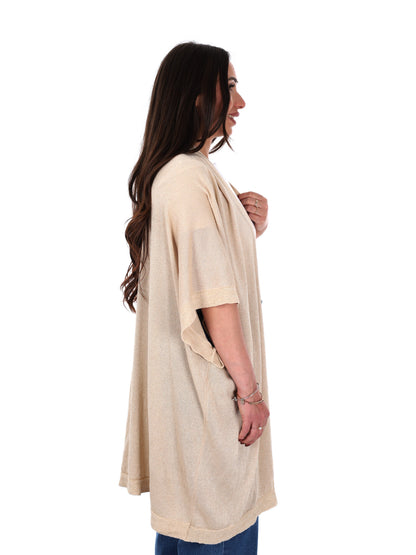 Cardigan elegante Miss Love da Donna color oro per primavera estate