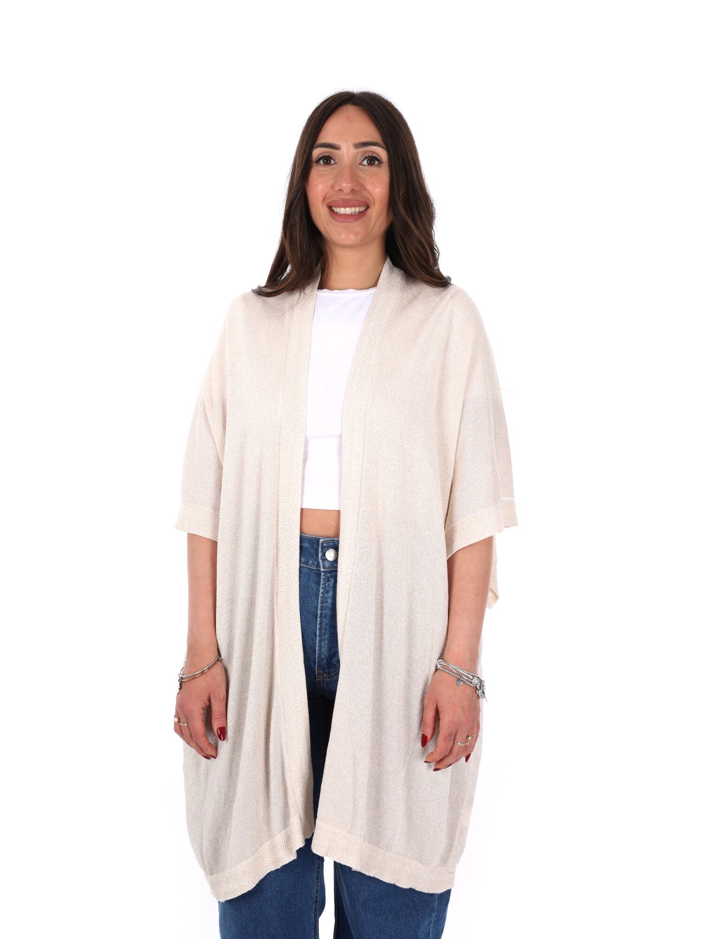 Cardigan panna elegante da donna Miss Love, versatile e raffinato