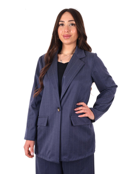 Giacca blazer elegante da donna Miss Love in blu per primavera estate