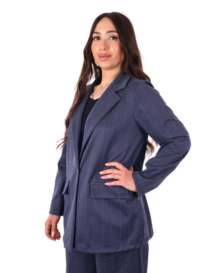 Giacca blazer elegante da donna Miss Love in blu per primavera estate