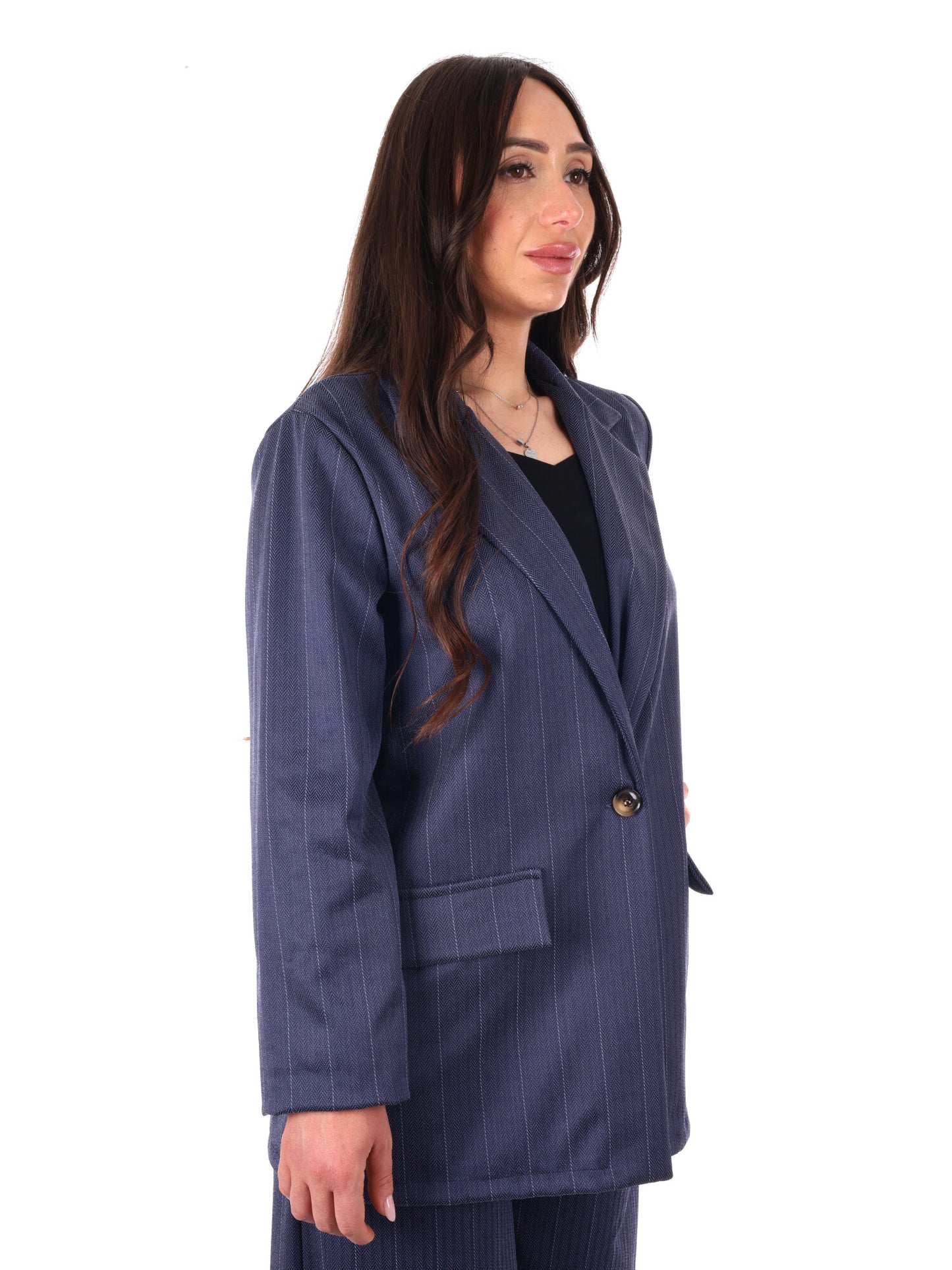 Giacca blazer elegante da donna Miss Love in blu per primavera estate
