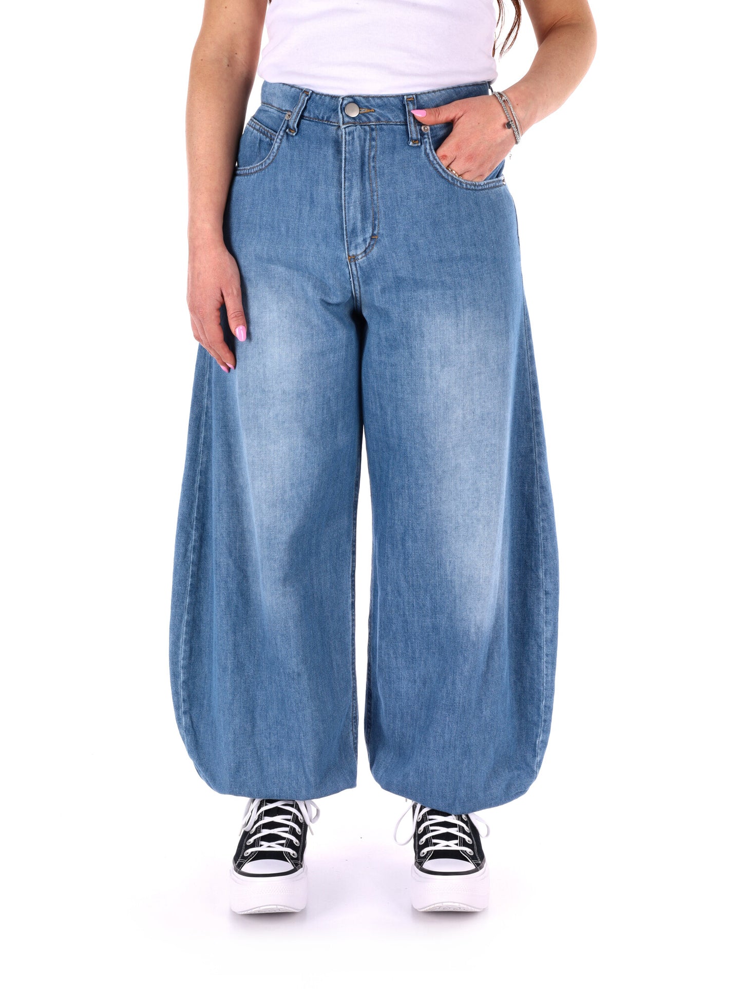 Jeans balloon Miss Love in denim stonewash da donna casual