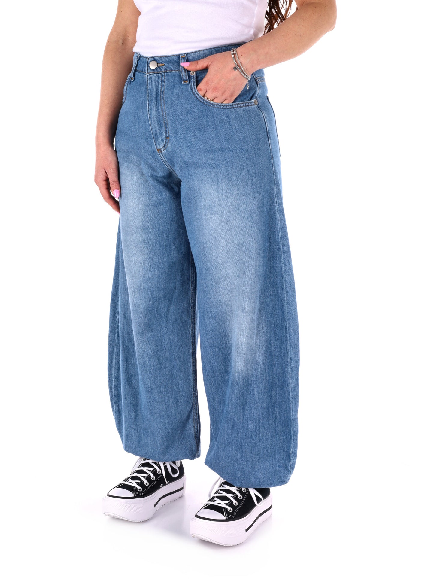 Jeans balloon Miss Love in denim stonewash da donna casual