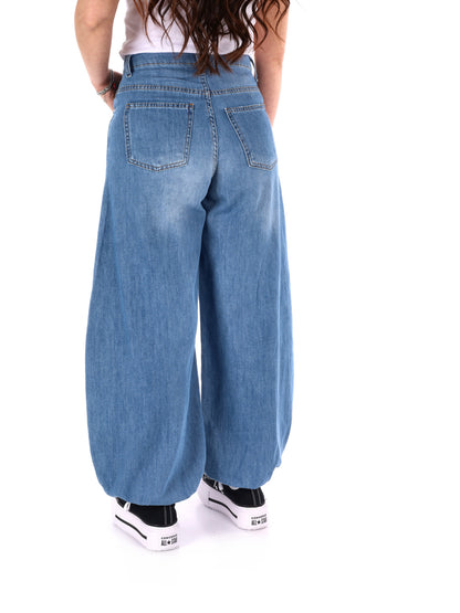 Jeans balloon Miss Love in denim stonewash da donna casual