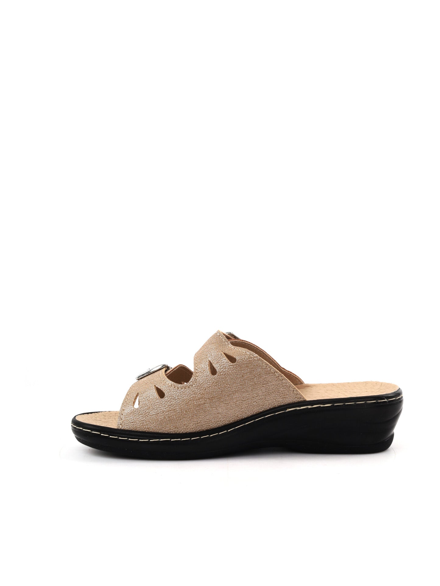 Ciabatte donna Tiglio beige con doppia fibbia e suola in gomma