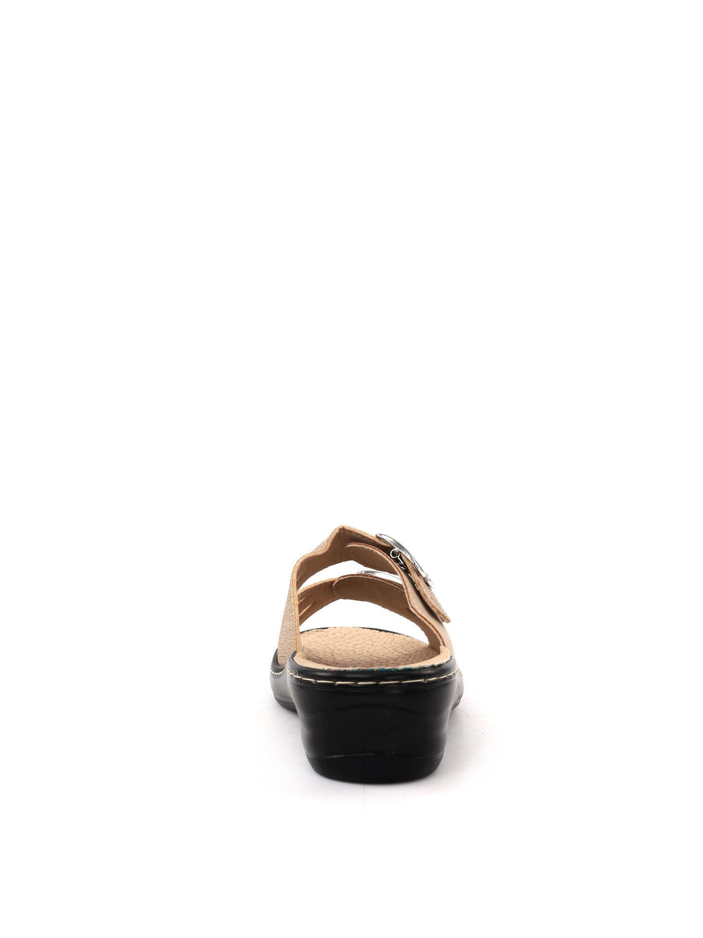 Ciabatte donna Tiglio beige con doppia fibbia e suola in gomma
