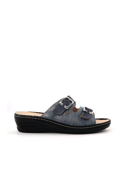 Ciabatta da donna Tiglio blu con fibbie regolabili e suola confortevole